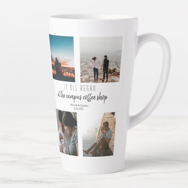 Tasse Latte Où tout a commencé l'amour Histoire Photo Collage (Droite)