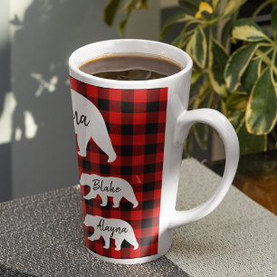 Tasse Latte Ours De Mama Blanc Et Rouge Moderne
