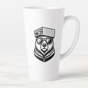 Tasse Latte Ours mignon drôle avec un chapeau de râpe à fromag