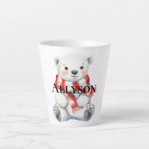 Tasse Latte Ours polaire avec Peppermenthe rouge blanc écaille