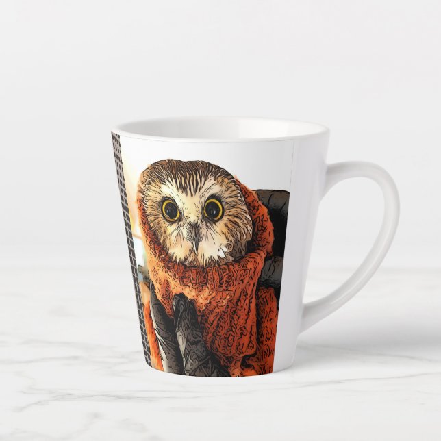 Tasse Latte Owl, Rockefeller, citation, 2 côtés, (Droite)