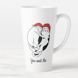 Tasse Latte Paires de chats de Noël mignons minimalistes en am