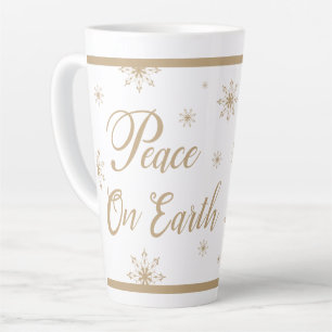 Tasse Latte Paix sur Terre Étoiles Dorées Noël