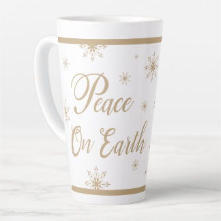 Tasse Latte Paix sur Terre Étoiles Dorées Noël