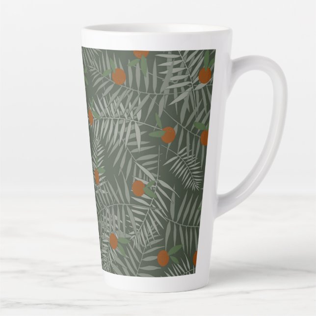 Tasse Latte Palm Feuilles & Oranges (Droite)