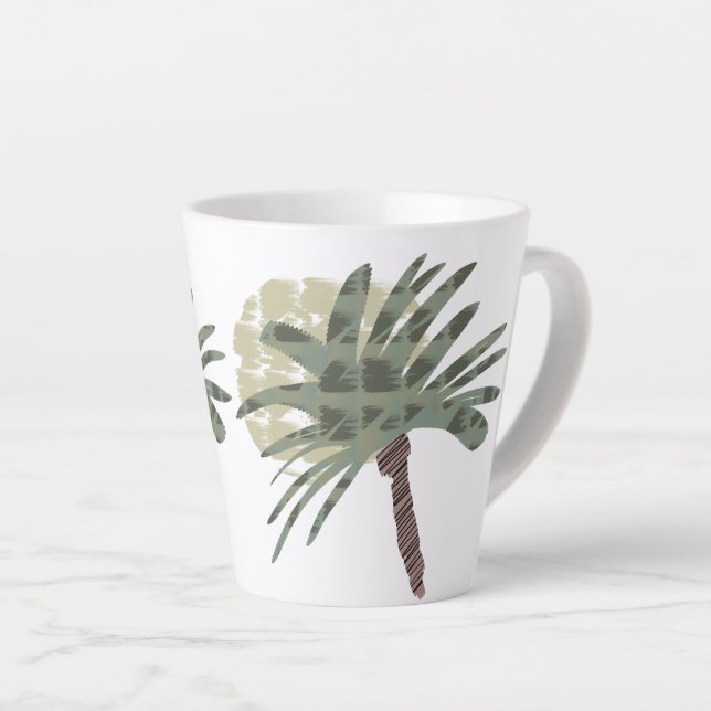 Tasse Latte Palmier d'été et Doodart couché de soleil (Angle droit)