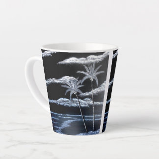 Tasse Latte Palmiers noirs et blancs