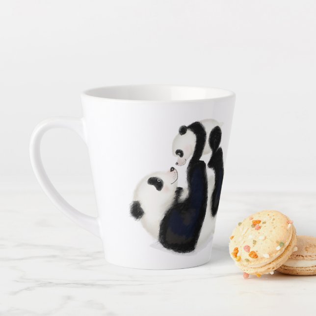 Tasse Latte Panda et petit 'Meilleure maman jamais' latte muet (En situation)