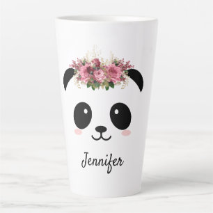 Tasse Latte Panda Kawaii mignon floral personnalisé