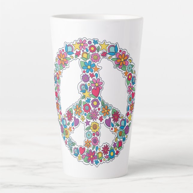 Tasse Latte Panneau de paix monographique personnalisé (Devant)
