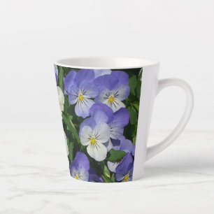 Tasse Latte Pansies violettes Jardin Floral