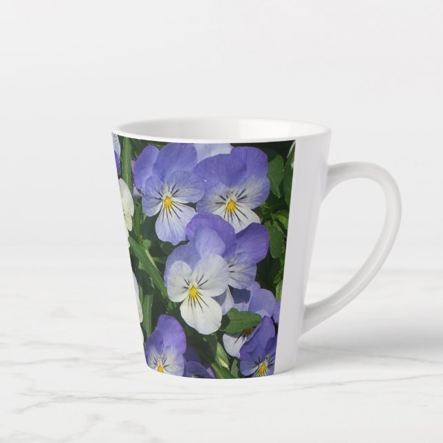 Tasse Latte Pansies violettes Jardin Floral (Droite)