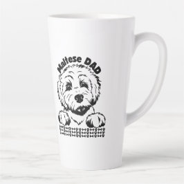 Tasse Latte Papa maltais Design noir et blanc | Chien maltais