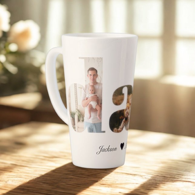 Tasse Latte Papa Photo Collage, Cadeau Unique Pour Papa (Créateur téléchargé)