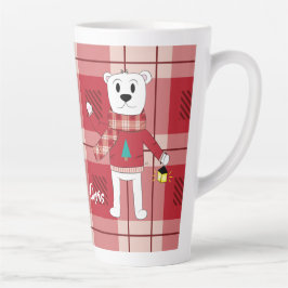 Tasse Latte Papa Polar Bear Red Plaid Holiday LatMug