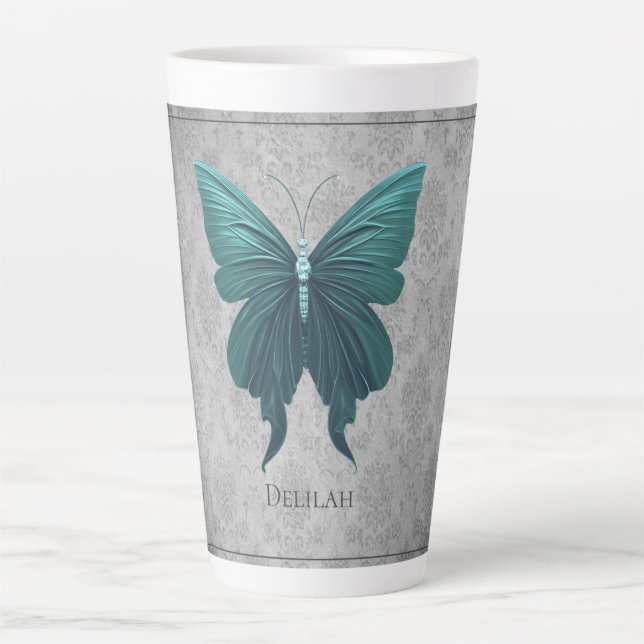Tasse Latte Papillon à bijoux turquoise (Devant)