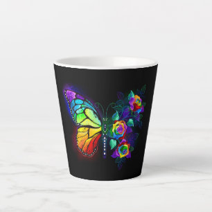 Tasse Latte Papillon arc-en-ciel