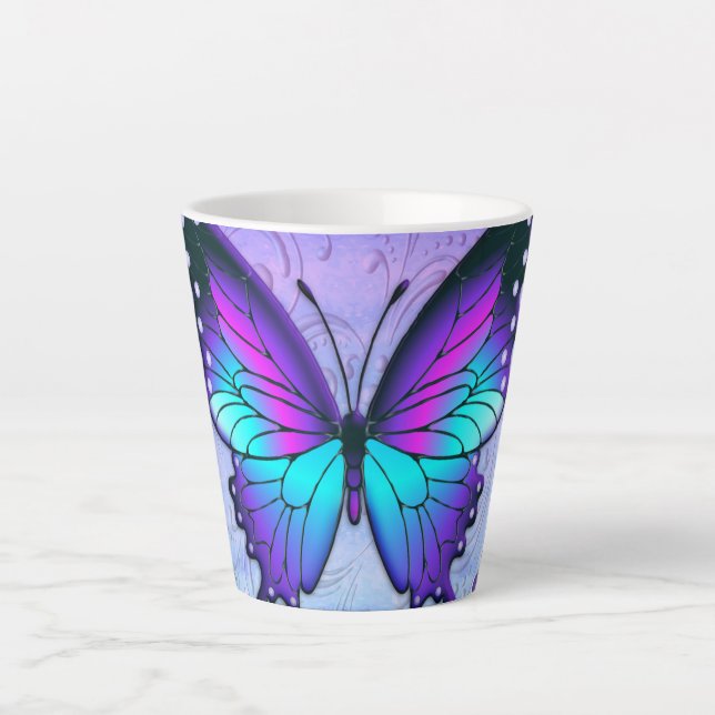 Tasse Latte Papillon de sublimation avec Arrière - plan (Devant)