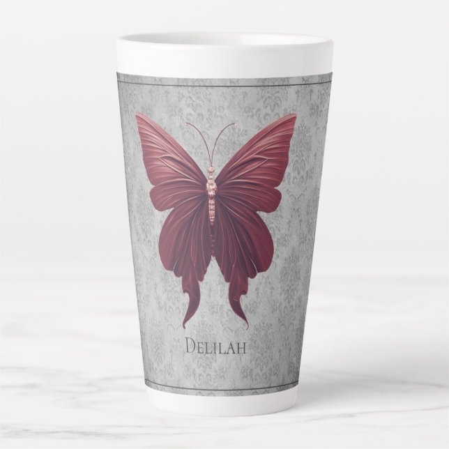 Tasse Latte Papillon rouge à bijoux (Devant)
