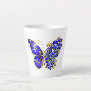 Tasse Latte Papillon saphir à fleurs