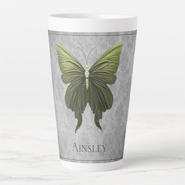 Tasse Latte Papillon vert bijoux (Devant)