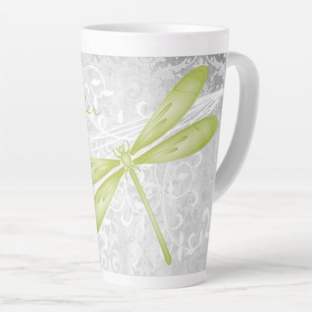 Tasse Latte Papillon vert en latte personnalisée (Angle droit)