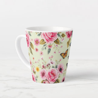 Tasse Latte Papillons Et Fleurs