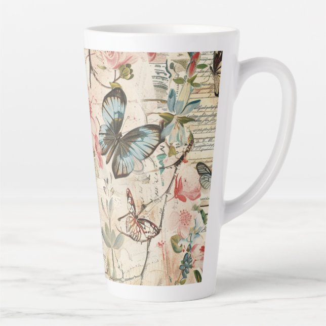 Tasse Latte Papillons et fleurs vintages (Droite)