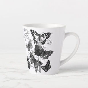 Tasse Latte Papillons noirs et blancs