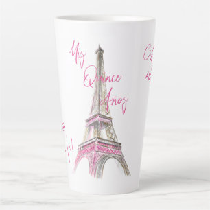 Tasse Latte Paris Tour Eiffel Personnalisé Mis Quince Anos