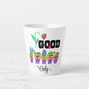 Tasse Latte Parlez d'amour. Remuez de bonnes vibrations