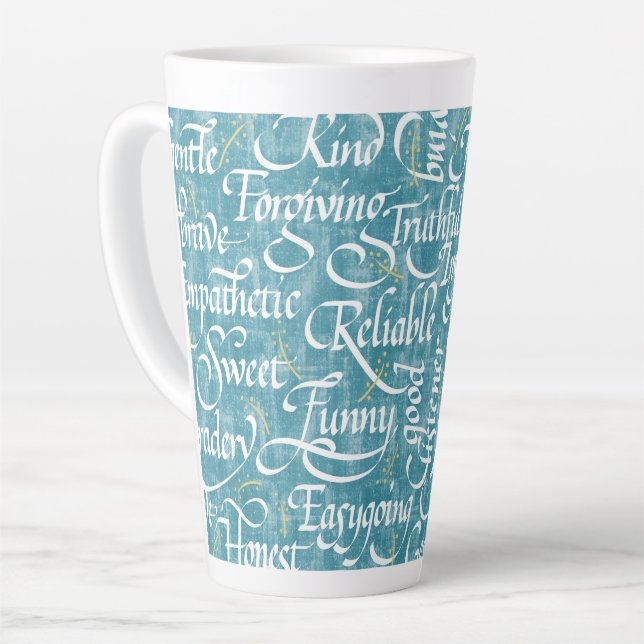 Tasse Latte Paroles de l'amitié Calligraphie Bestie (Angle gauche)