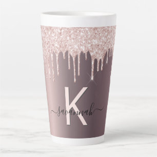 Tasse Latte Parties scintillant brun rose rousse  gouttes nom 