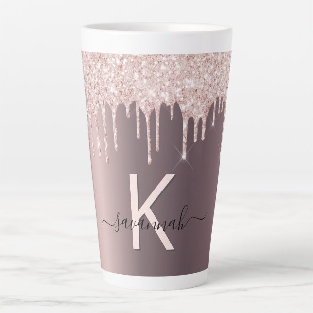 Tasse Latte Parties scintillant brun rose rousse  gouttes nom  (Devant)