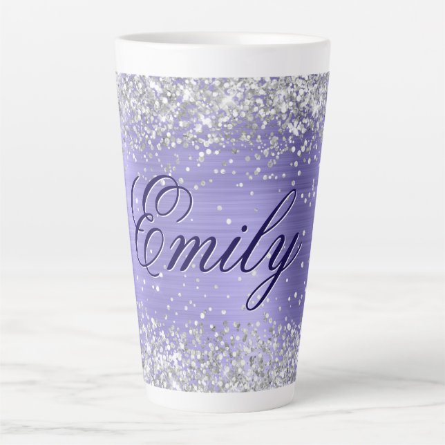 Tasse Latte Parties scintillant d'argent personnalisée (Devant)