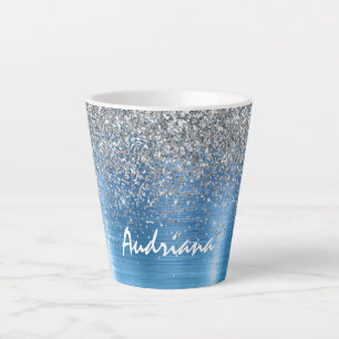 Tasse Latte Parties scintillant d'étincelle en argent bleu per