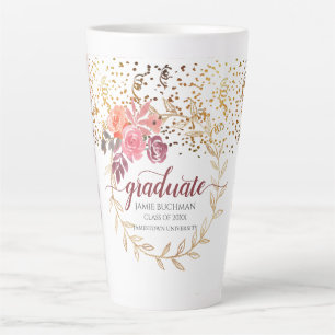 Tasse Latte Parties scintillant d'or rose Blush Marsala Floral