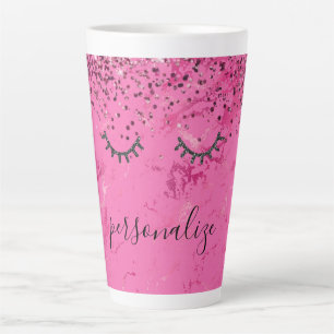 Tasse Latte Parties scintillant en marbre rose brillant noir