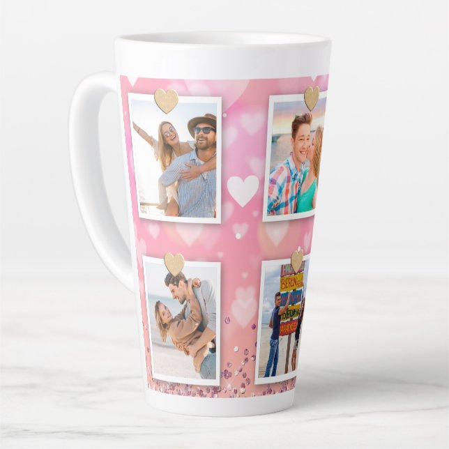 Tasse Latte Parties scintillant rose Amour Coeur 6 Photo Moder (Angle gauche)