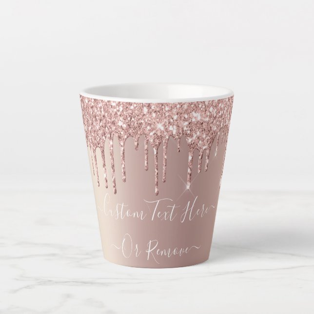 Tasse Latte Parties scintillant rose Gold Blush - Votre texte (Devant)