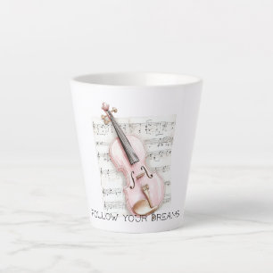 Tasse Latte Partition de violon rose