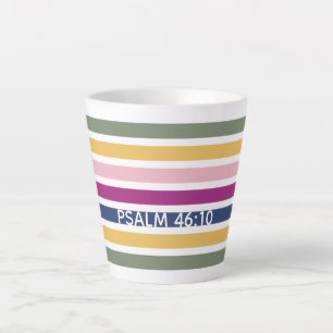 Tasse Latte Pastel moderne PSALM chrétien rayé 46:10