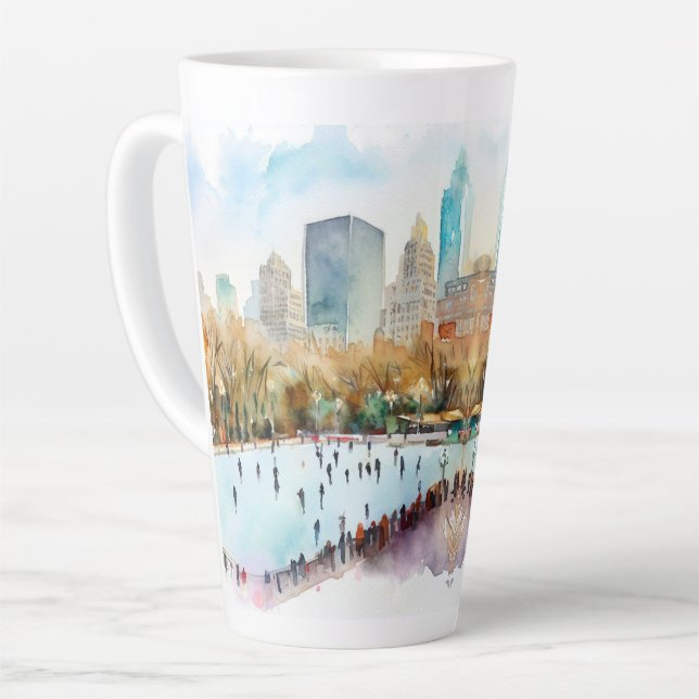 Tasse Latte Patinoire Central Park New York (Angle gauche)