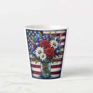 Tasse Latte Patriotique, floral en détresse