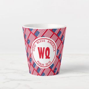 Tasse Latte Patriotique USA American Flag Monogramme