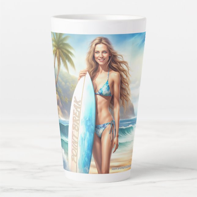 Tasse Latte Pause du point d'action fille (Devant)
