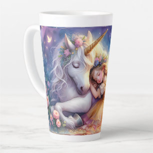 Tasse Latte Paysage de rêve de licorne de fille endormie