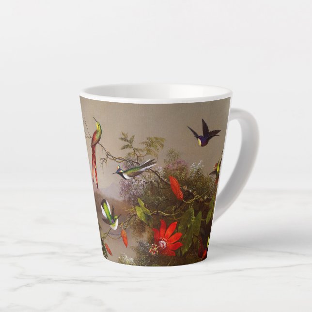 Tasse Latte Paysage tropical avec dix colibris (Angle droit)