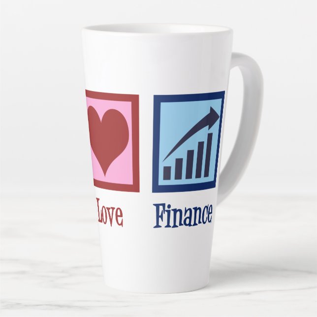 Tasse Latte Peace Love Finance (Angle droit)