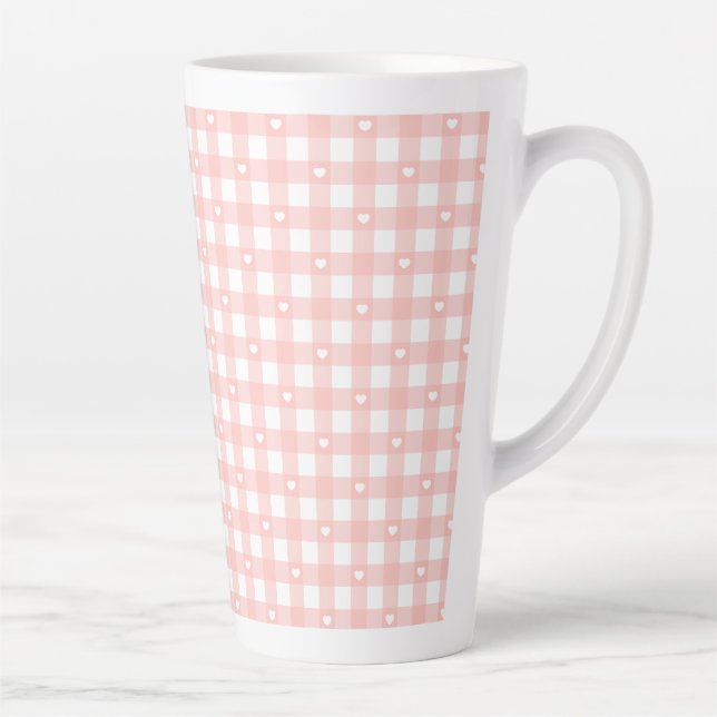 Tasse Latte Peach Orange Checks (Droite)